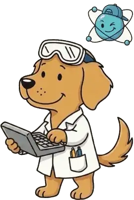Otto, the Bench mascot, a golden retriever in a lab coat with an electron companion